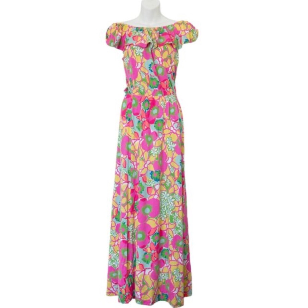 Lilly Pulitzer Floral Maxi Dress - Pink, Green, Yellow